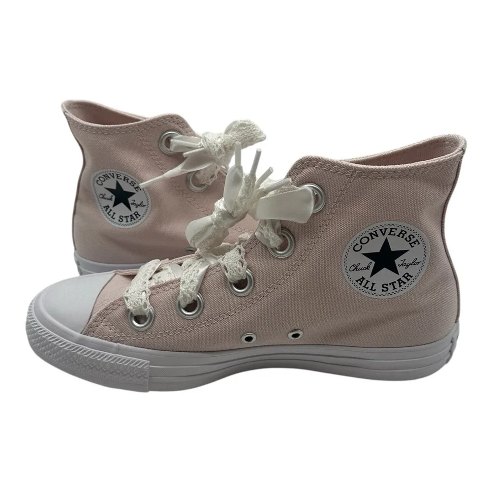 Converse Chuck Taylor All Star Shoes Women's Sz 7 Pink Crochet Laces Big Eyelets